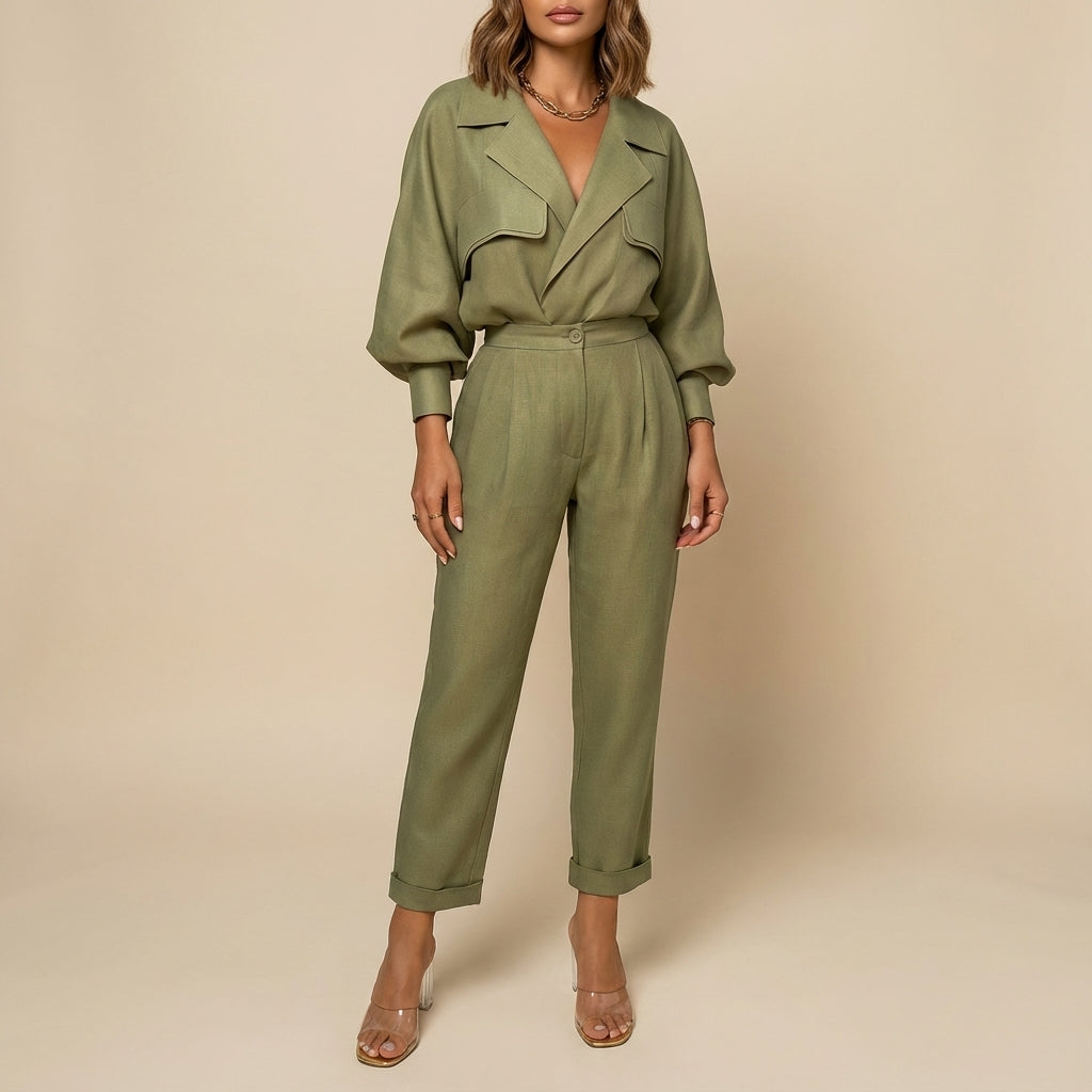 Damen-Blazer-Set zweiteilig mit lockerer Passform