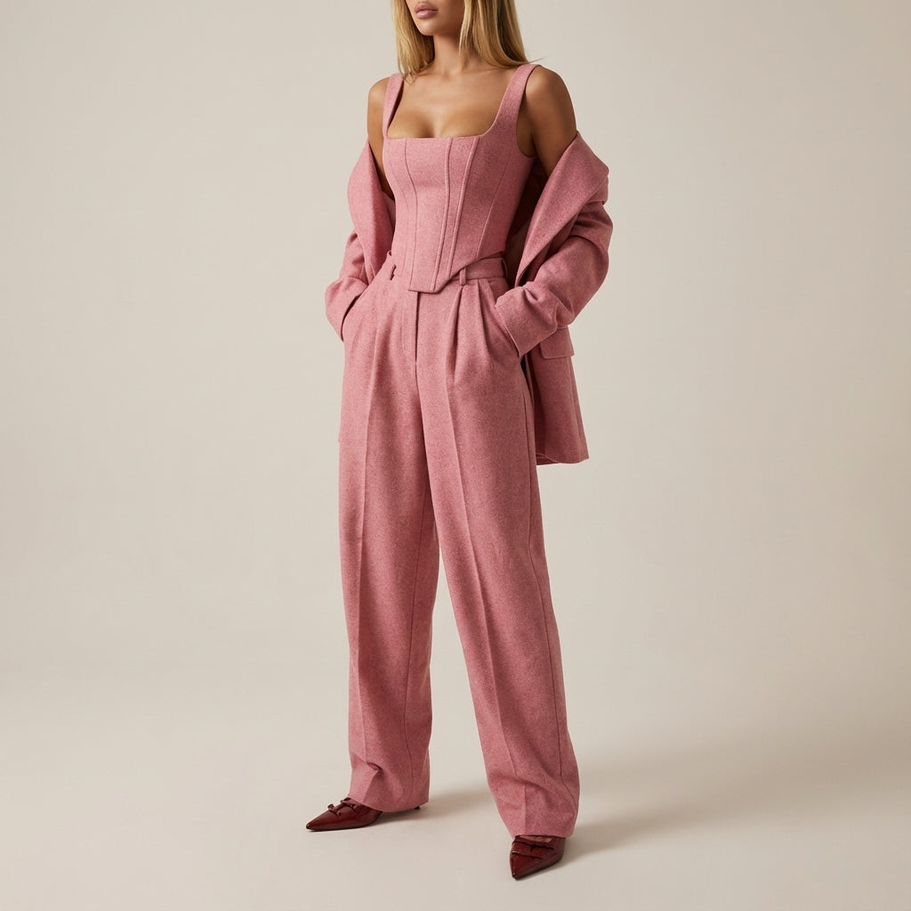 Damen Hosenanzug dreiteilig mit Blazer und Korsett