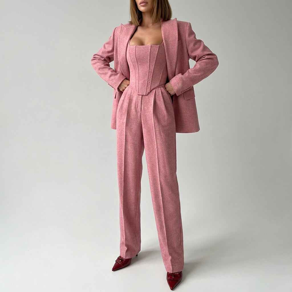 Damen Hosenanzug dreiteilig mit Blazer und Korsett