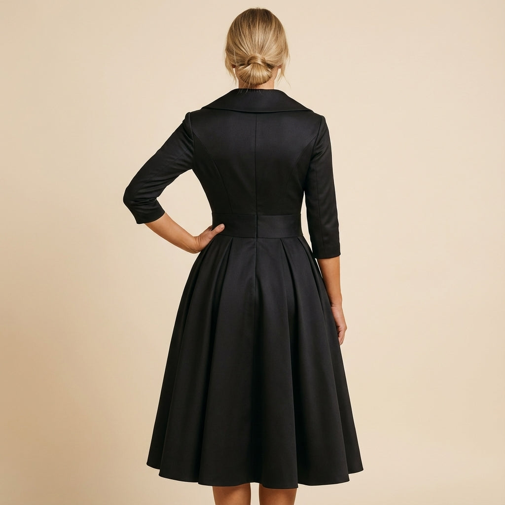 Midi-Wickelkleid mit 3/4-Ärmeln und Hemdkragen