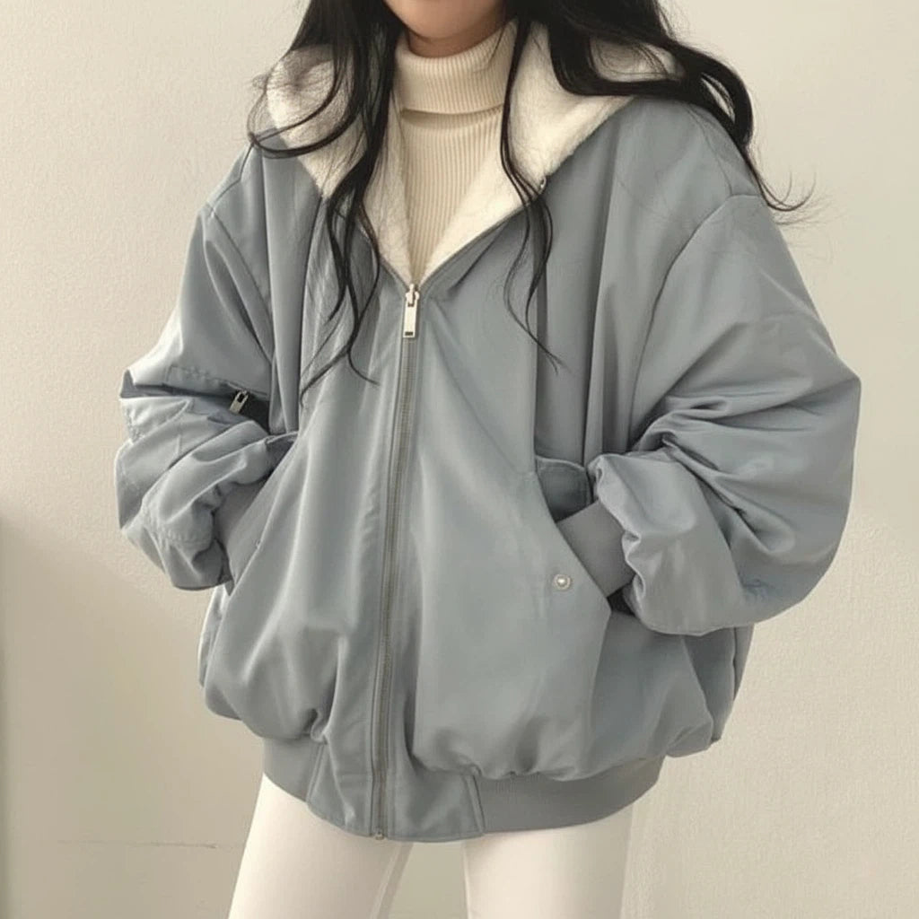 Doppelseitige Damenwinterjacke mit synthetischer Wattierung