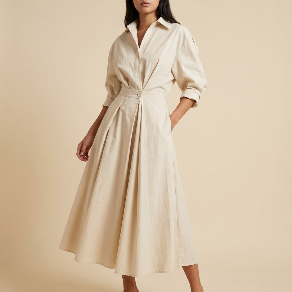 Damenkleid Midi mit langen Ärmeln