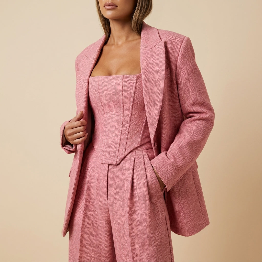 Damen Hosenanzug dreiteilig mit Blazer und Korsett