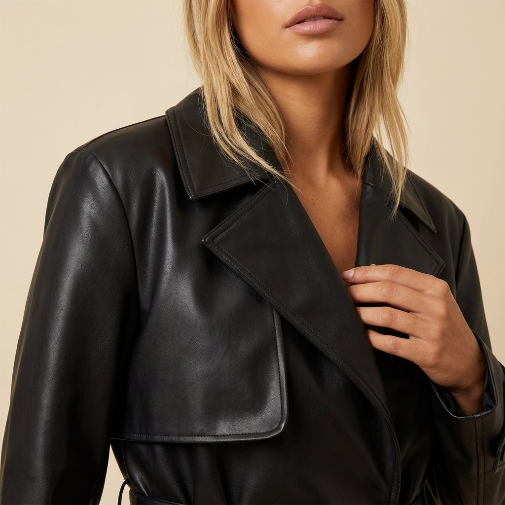 Damenmantel mit Gürtel und Klappen