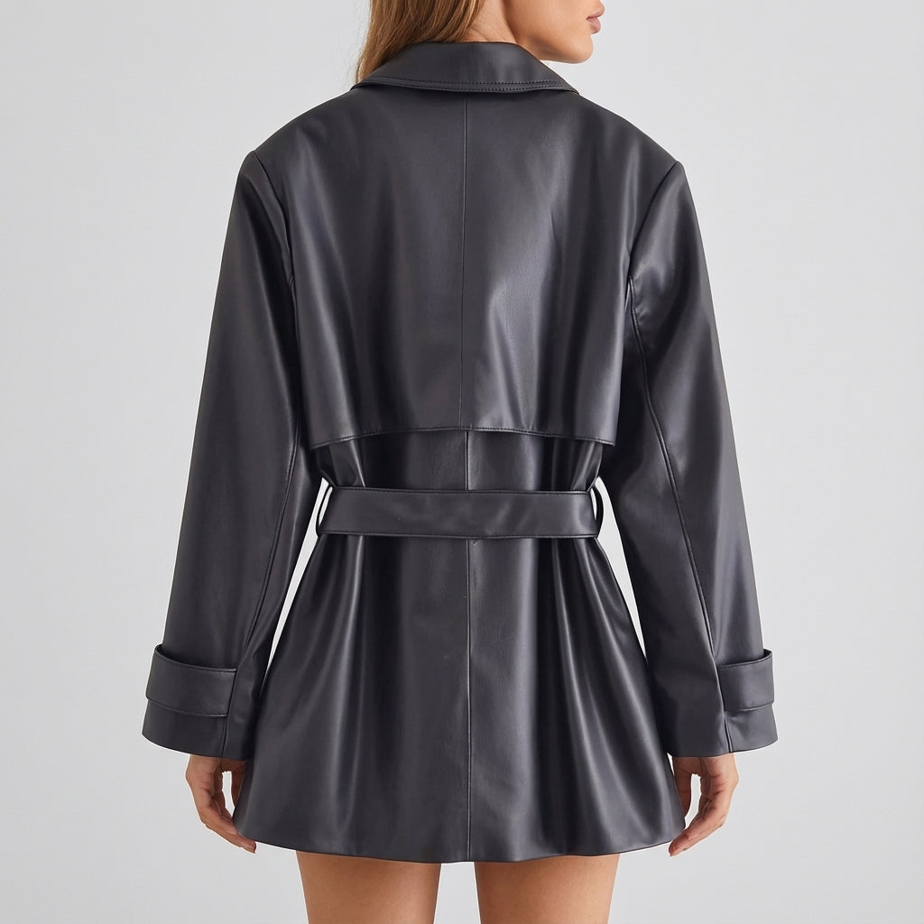 Damenmantel mit Gürtel und Klappen